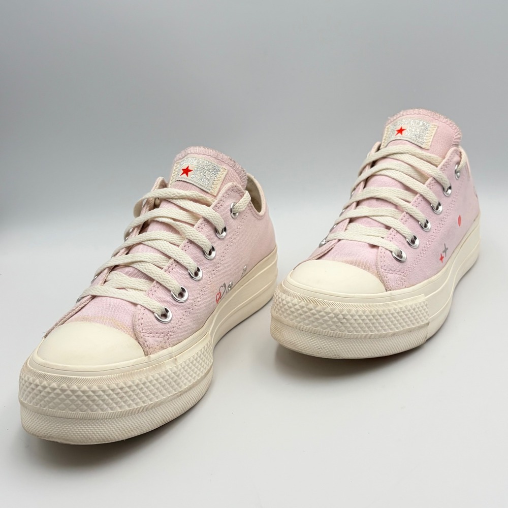 Converse Chuck Taylor All Star Lift Platform Pink Heart Lilac Fever Womens 8 - Picture 13 of 13